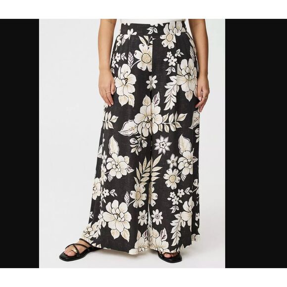Torrid 0 L 12 Pull on Wide Leg Pant Floral - Picture 2 of 8
